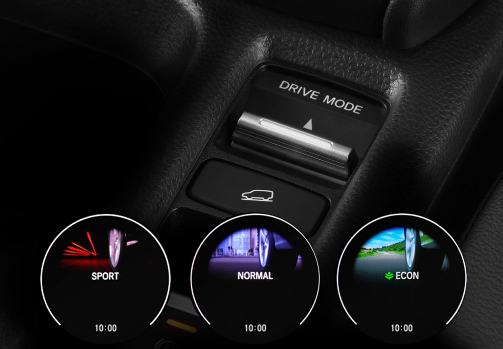3 Mode Drive System
Sesuaikan performa berkendara Anda dengan 3-Mode Drive System.
Sport Mode untuk sensasi berkendara penuh tenaga dan ECON Mode untuk memaksimalkan efisiensi bahan bakar.