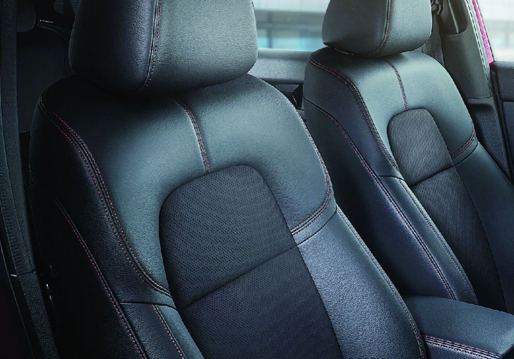 Suede-Leather Combi Trimmed Seat with Red Stitches