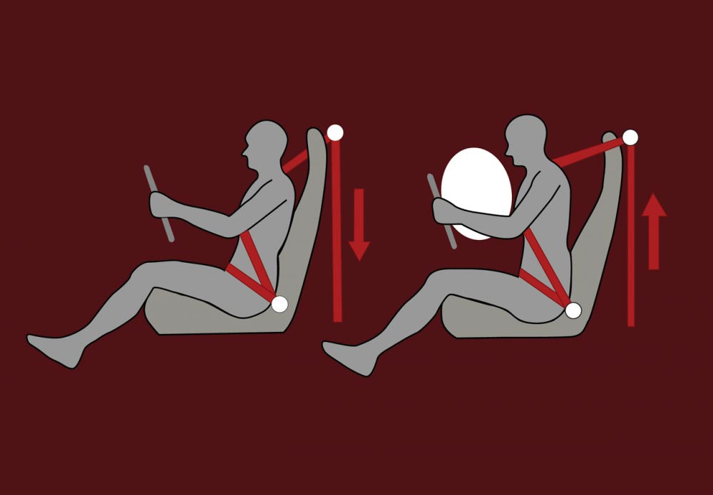 Pretensioner with Load Limiter Seatbelt
Ketika terjadi tabrakan, fitur Pretensioner Seatbelt akan mengencang sehingga tubuh tetap berada pada posisinya untuk mencegah gerakan dada ke depan.
Sementara itu, Load Limiter berfungsi mengurangi tekanan berlebih dan mencegah cedera pada bagian dada, serta memastikan posisi tubuh jatuh tepat pada airbag yang mengembang